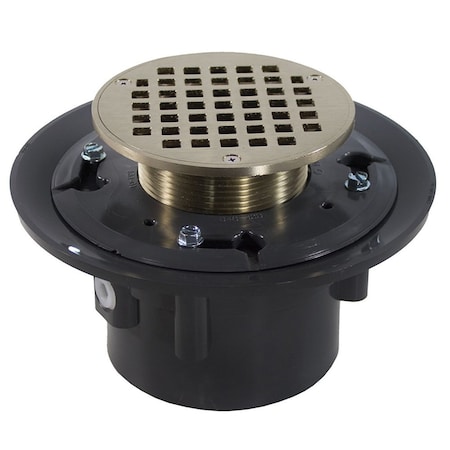 Jones Stephens 4in. Heavy Duty PVC Drain Base with 3-1/2in. Metal Spud and 5in. Nickel Bronze Strainer D49257